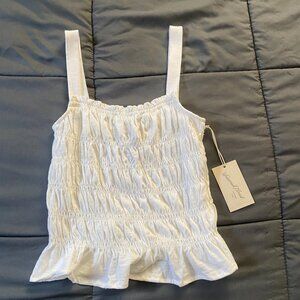 White Ruffled Crop/Tank Top